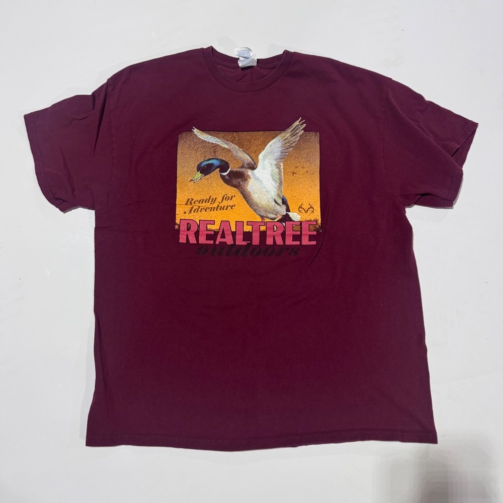 Realtree Outdoors Duck Graphic T-Shirt Hunting Burgundy XL